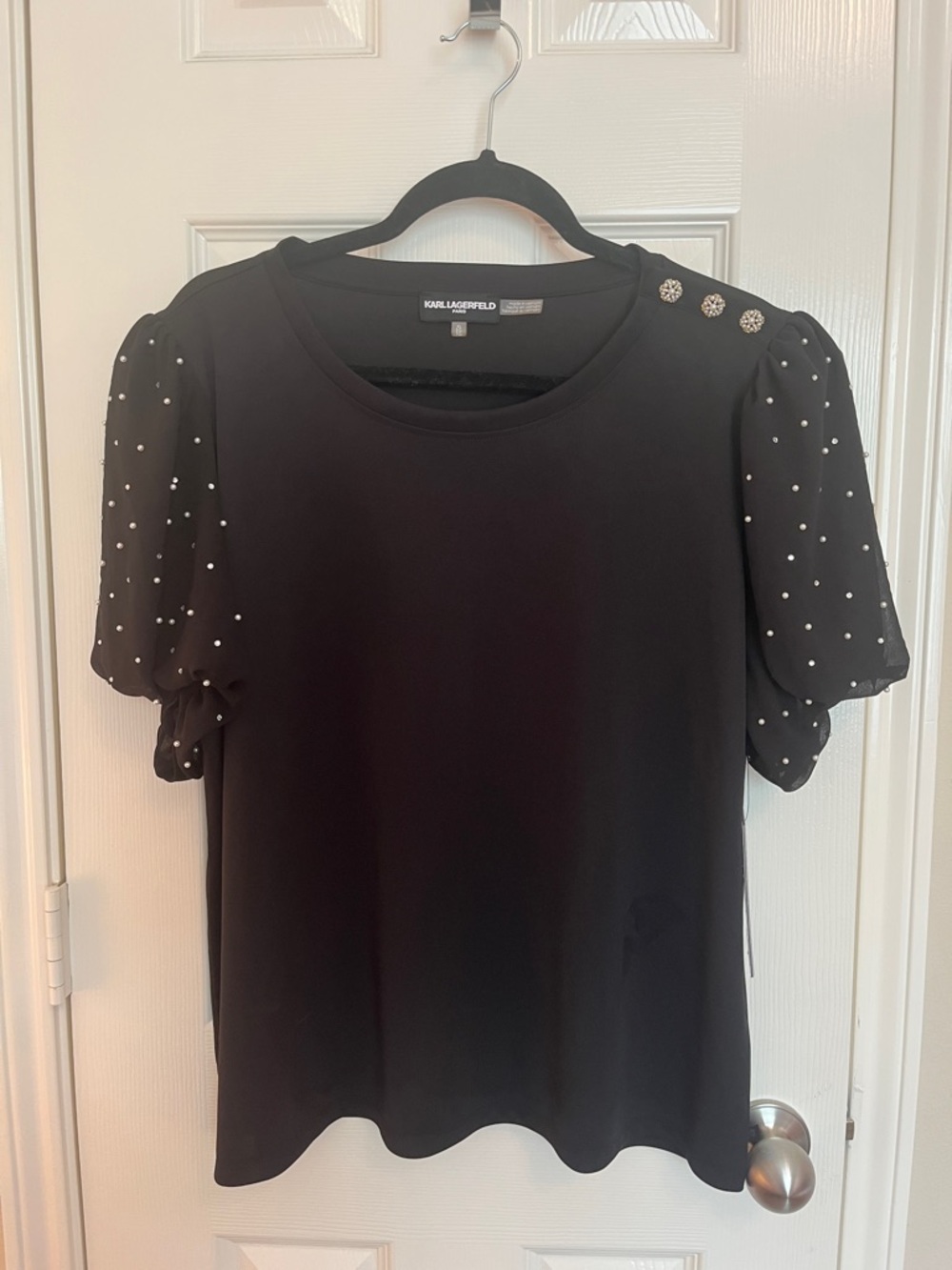 NWT Karl Lagerfeld Bedazzled Blouse - Picture 2 of 9